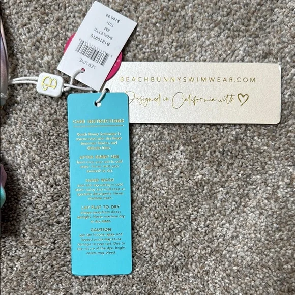 Beach Bunny Multicolor Pastel Gold Heart Chain Bikini Set - Picture 7 of 8